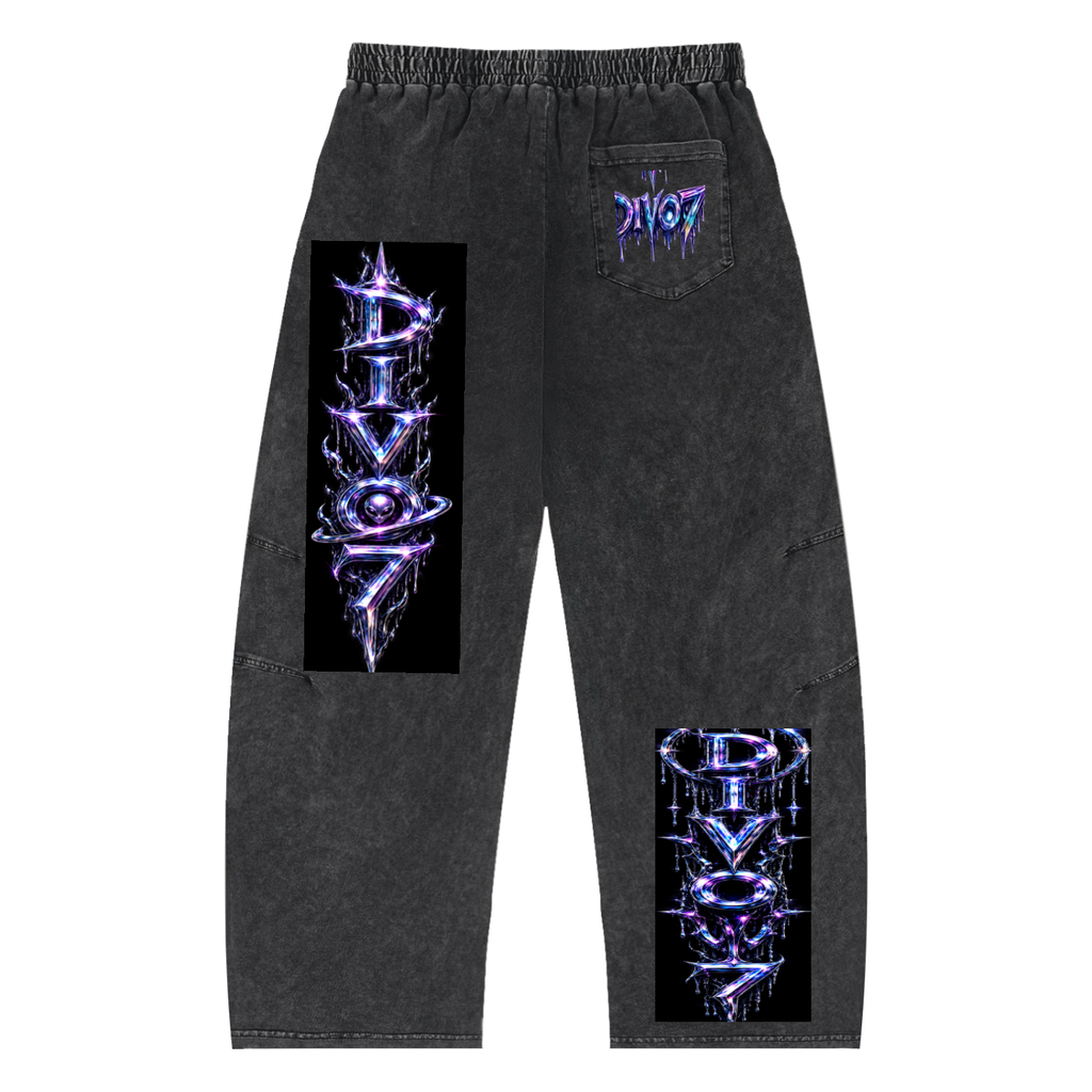 Snow Wash Drawstring Cotton Pants