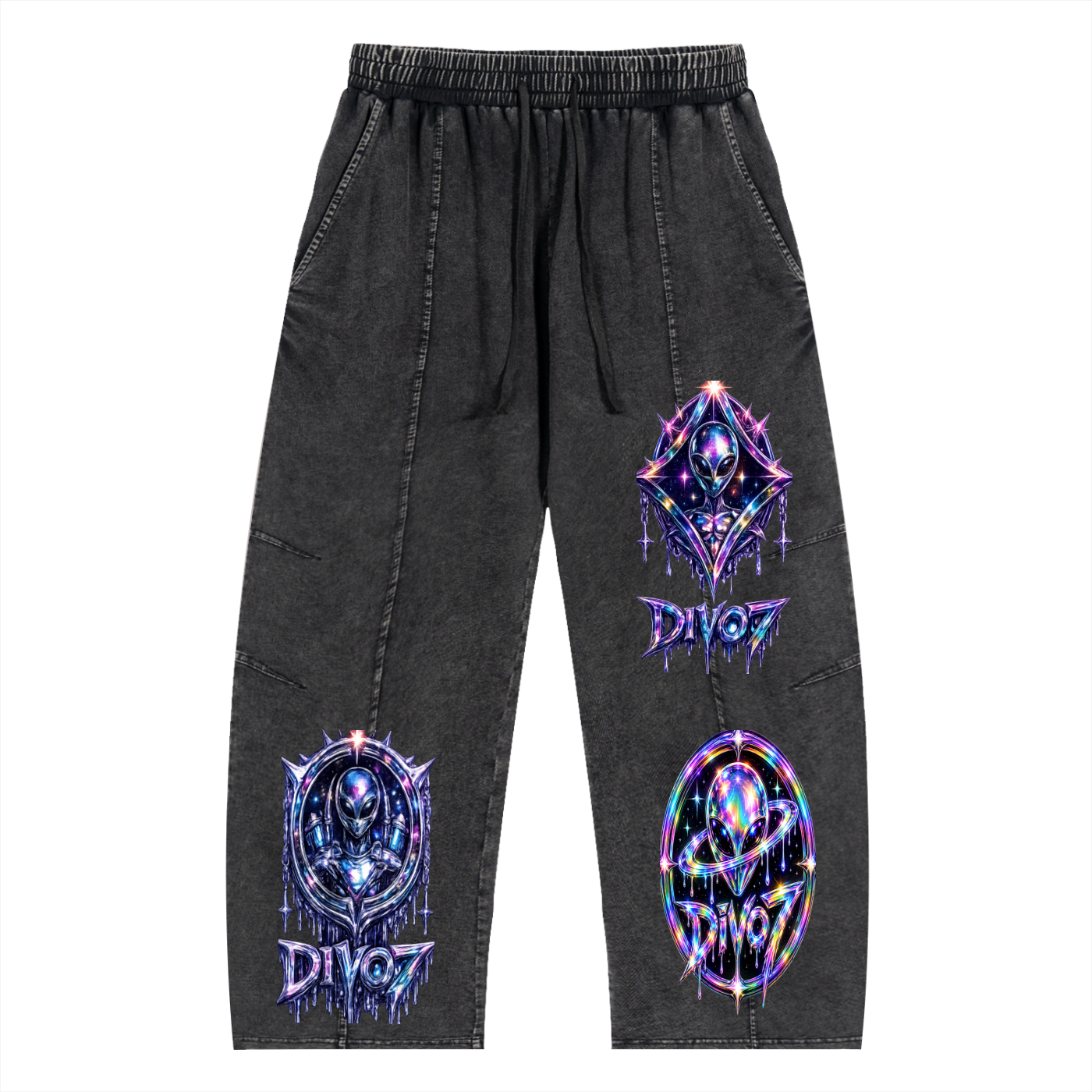 Snow Wash Drawstring Cotton Pants
