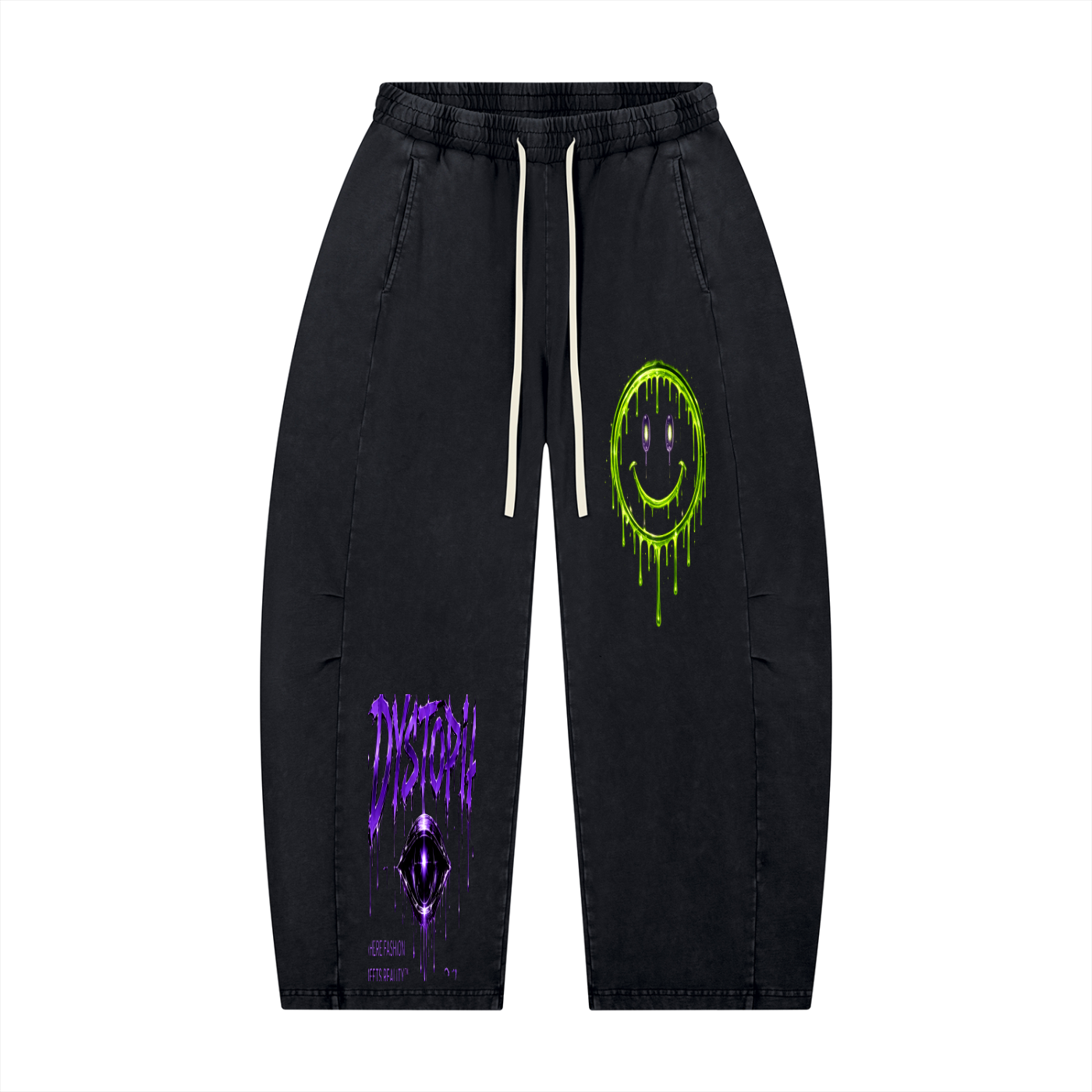 Dystopia Unisex Mineral Wash Barrel Leg Pants