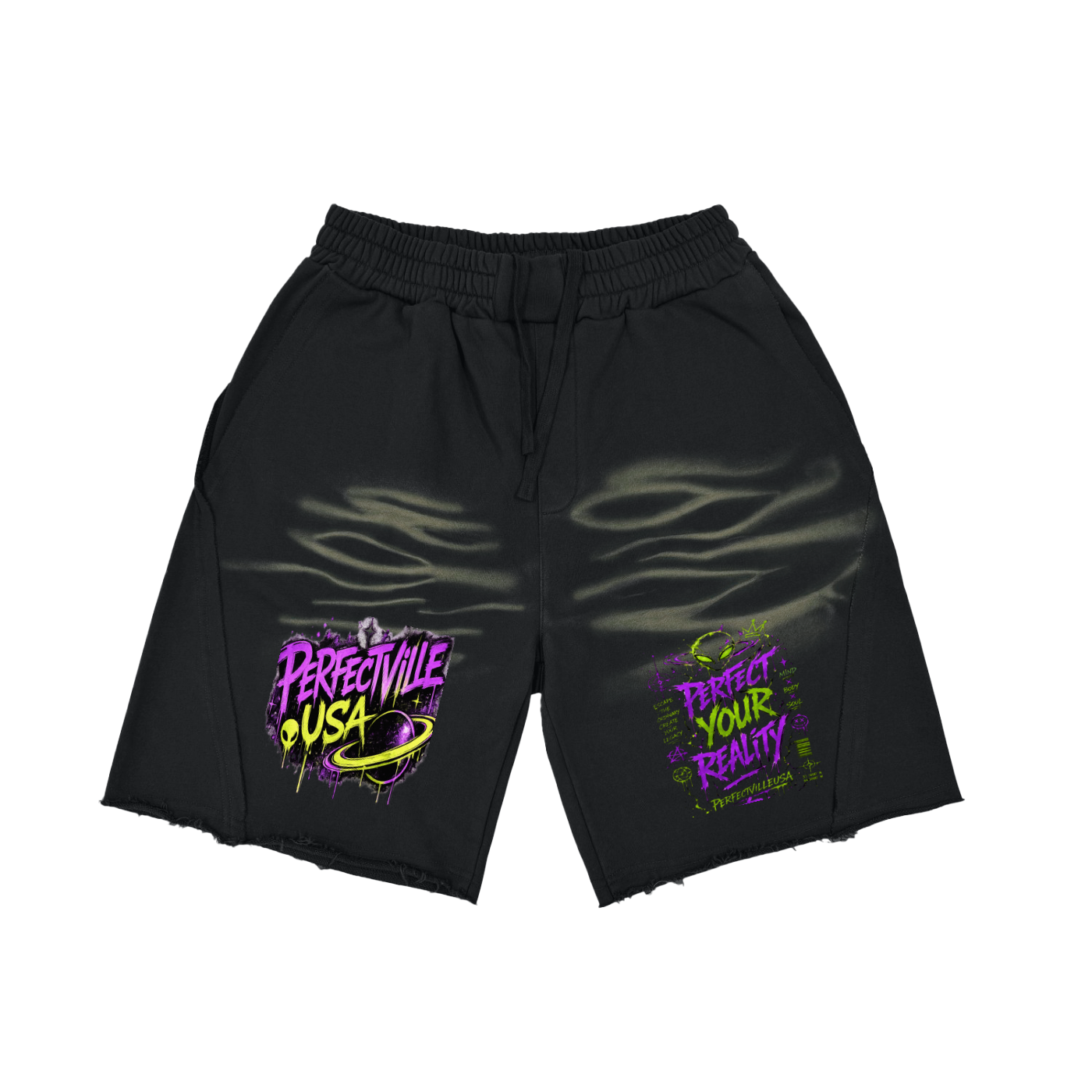 Vintage Washed Tiger Stripes Short Pants