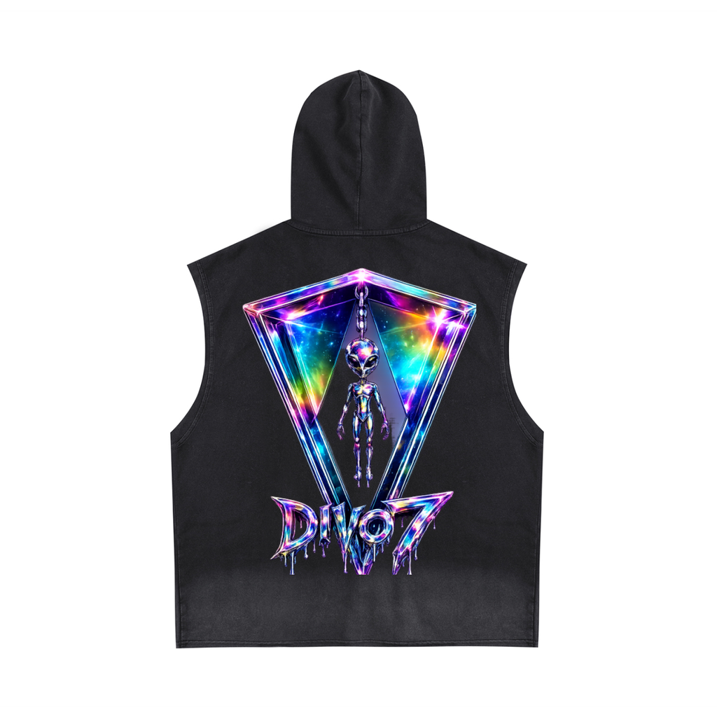 Vintage Washed Zip-Up Hooded Tank Top