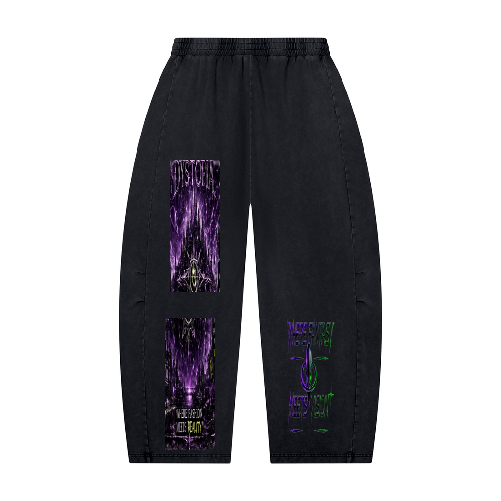 Dystopia Unisex Mineral Wash Barrel Leg Pants