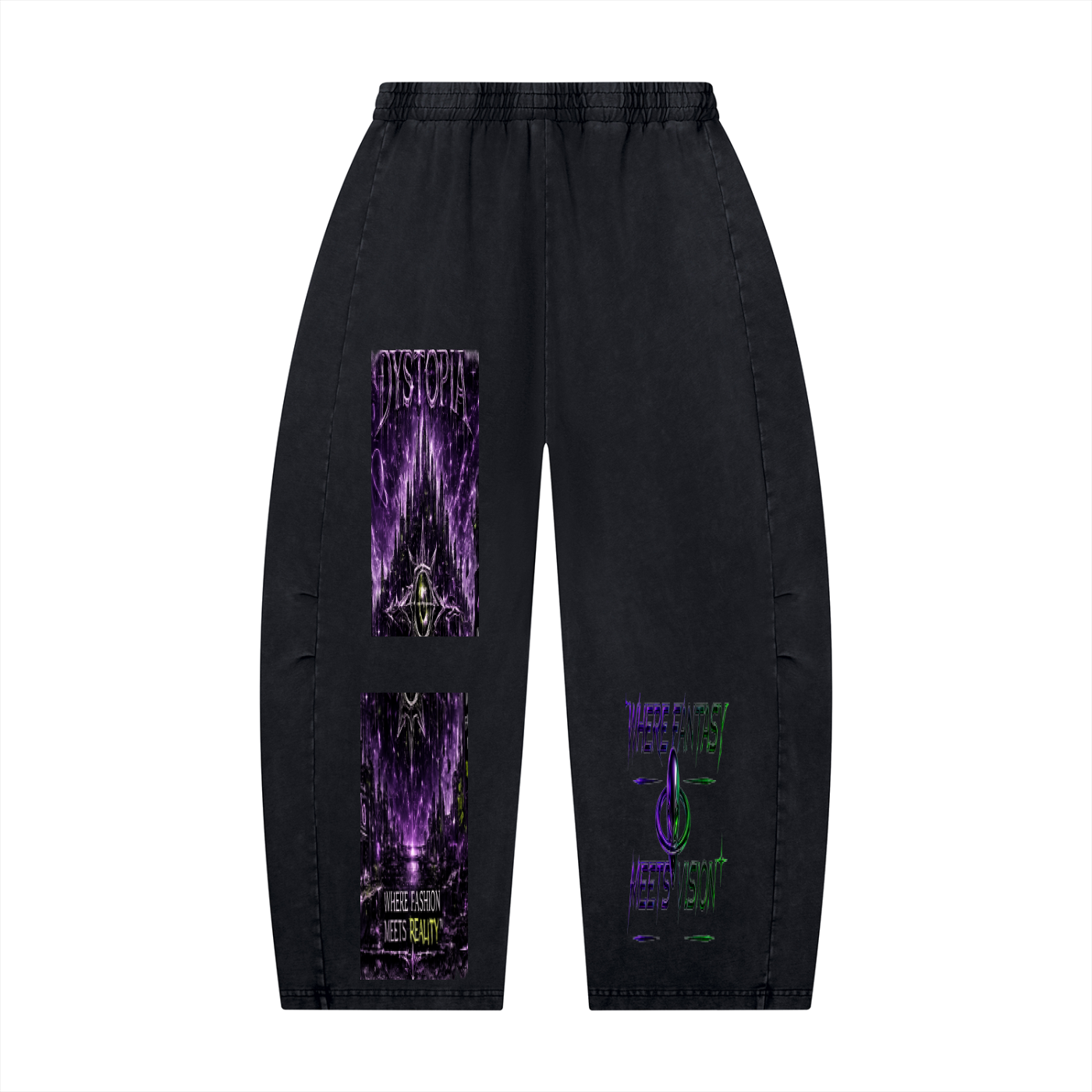 Dystopia Unisex Mineral Wash Barrel Leg Pants
