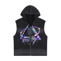 Vintage Washed Zip-Up Hooded Tank Top
