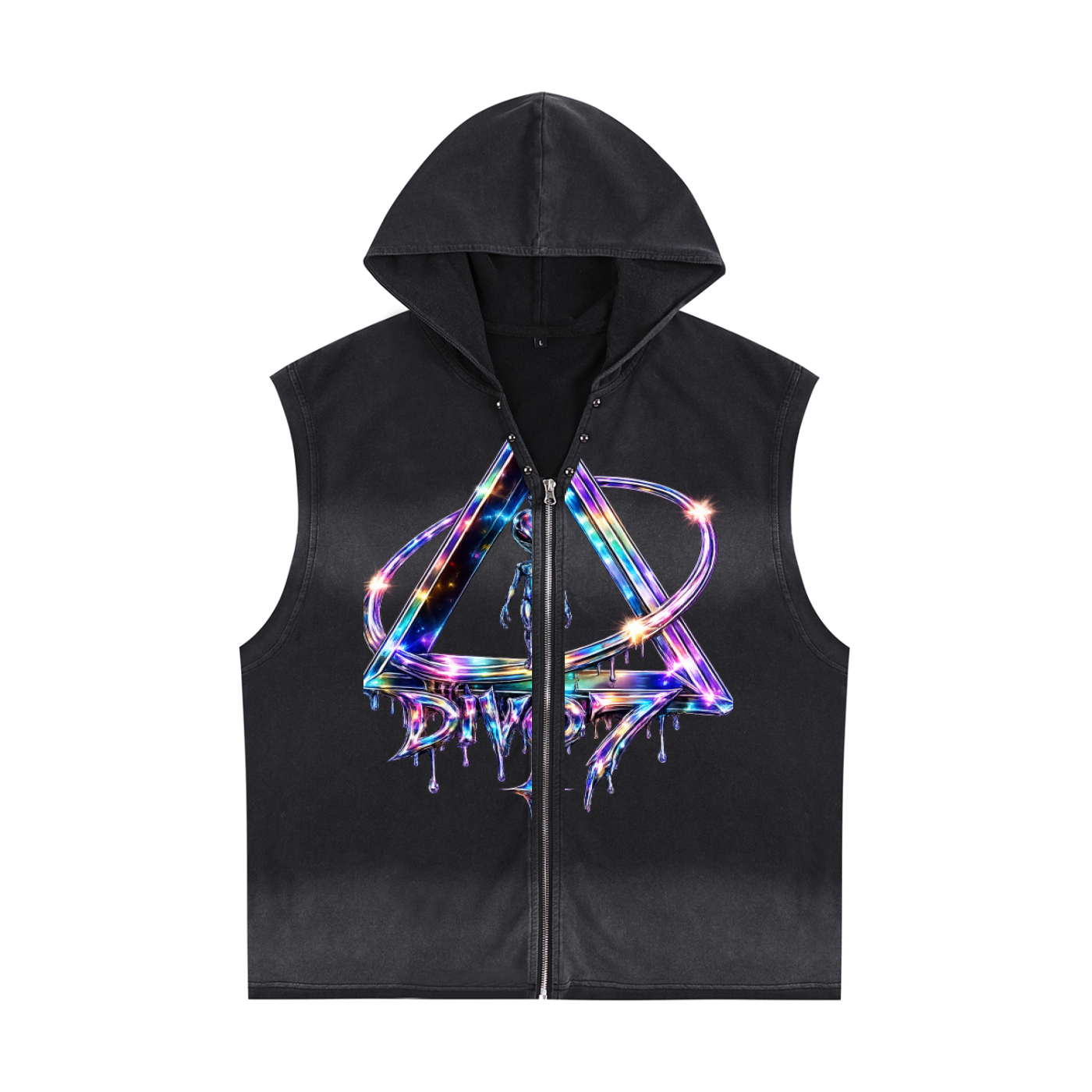 Vintage Washed Zip-Up Hooded Tank Top